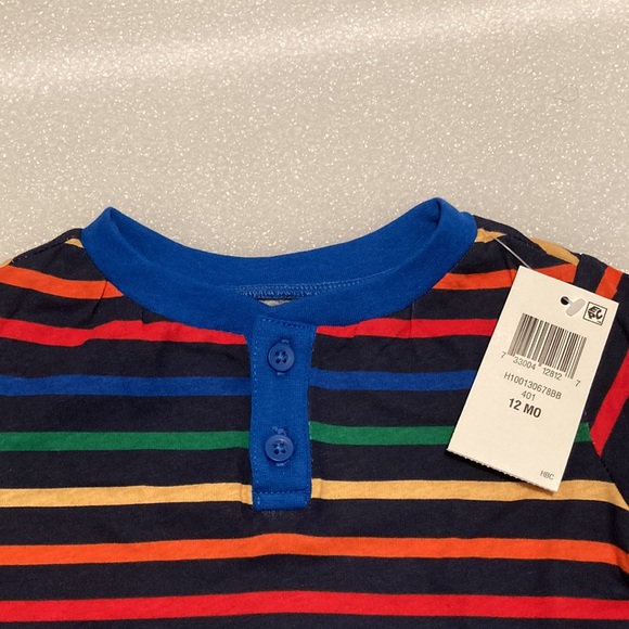 ⭐️ Host Pick! ⭐️ 2/$25 ❤️ NWT-First Impressions Boys Striped Button Tee - 12M - Picture 3 of 8